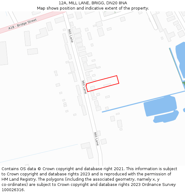 12A, MILL LANE, BRIGG, DN20 8NA: Location map and indicative extent of plot