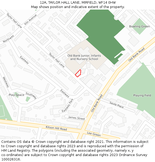 12A, TAYLOR HALL LANE, MIRFIELD, WF14 0HW: Location map and indicative extent of plot
