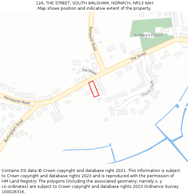 12A, THE STREET, SOUTH WALSHAM, NORWICH, NR13 6AH: Location map and indicative extent of plot