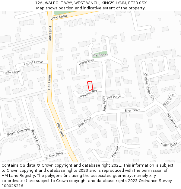 12A, WALPOLE WAY, WEST WINCH, KING'S LYNN, PE33 0SX: Location map and indicative extent of plot