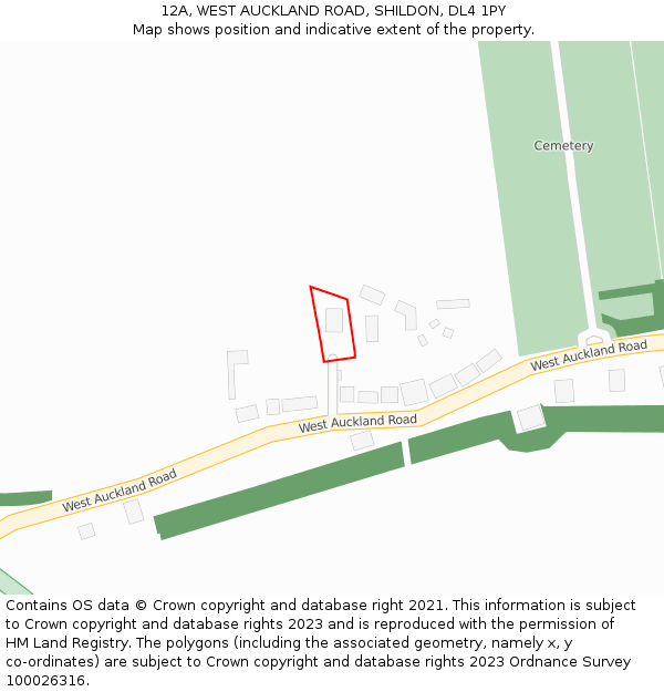 12A, WEST AUCKLAND ROAD, SHILDON, DL4 1PY: Location map and indicative extent of plot