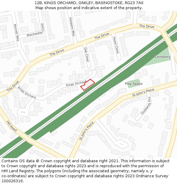 12B, KINGS ORCHARD, OAKLEY, BASINGSTOKE, RG23 7AX: Location map and indicative extent of plot