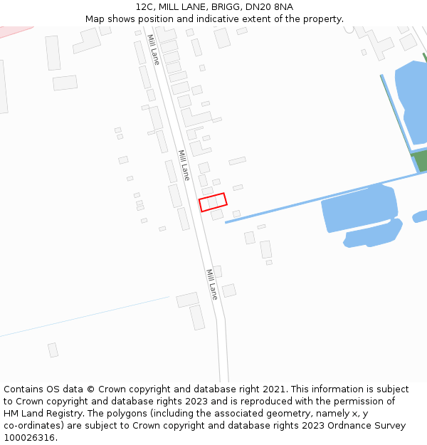 12C, MILL LANE, BRIGG, DN20 8NA: Location map and indicative extent of plot