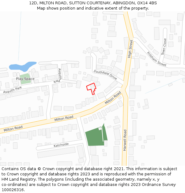 12D, MILTON ROAD, SUTTON COURTENAY, ABINGDON, OX14 4BS: Location map and indicative extent of plot