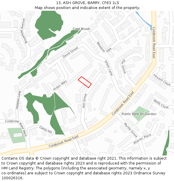 13, ASH GROVE, BARRY, CF63 1LS: Location map and indicative extent of plot