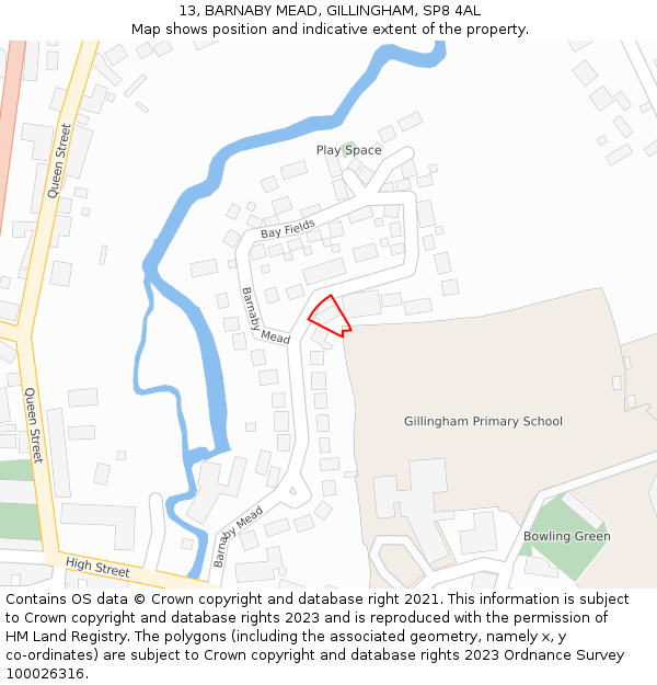 13, BARNABY MEAD, GILLINGHAM, SP8 4AL: Location map and indicative extent of plot