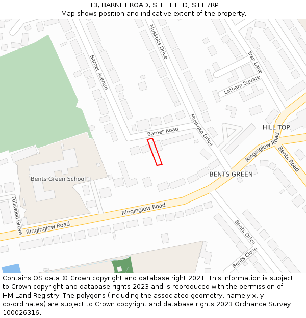 13, BARNET ROAD, SHEFFIELD, S11 7RP: Location map and indicative extent of plot