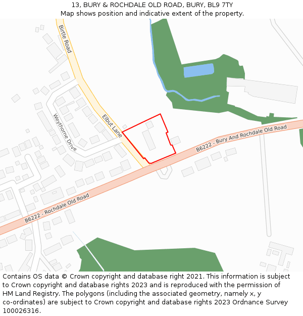 13, BURY & ROCHDALE OLD ROAD, BURY, BL9 7TY: Location map and indicative extent of plot