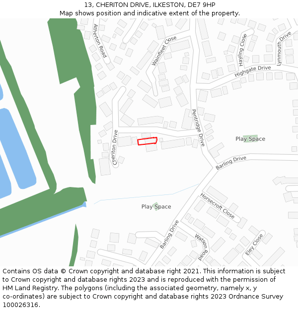 13, CHERITON DRIVE, ILKESTON, DE7 9HP: Location map and indicative extent of plot