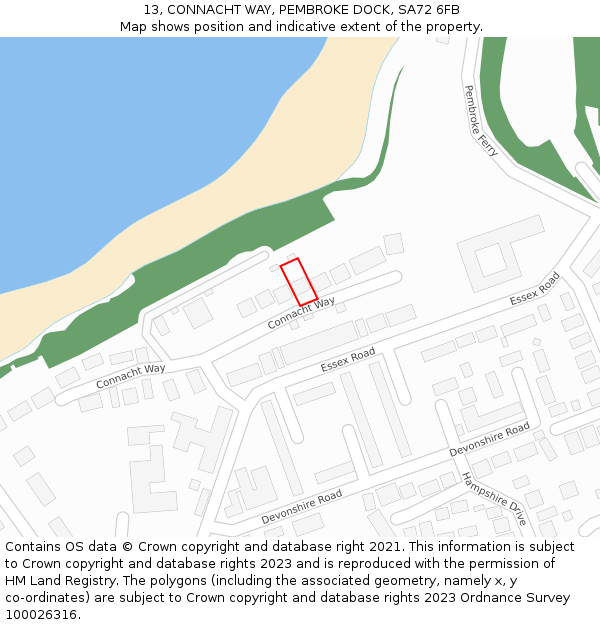 13, CONNACHT WAY, PEMBROKE DOCK, SA72 6FB: Location map and indicative extent of plot