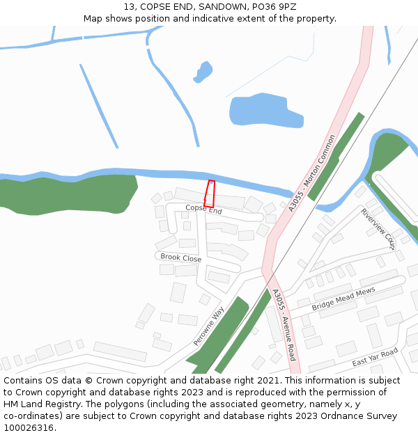 13, COPSE END, SANDOWN, PO36 9PZ: Location map and indicative extent of plot