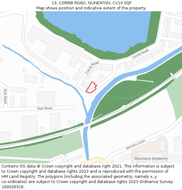 13, CORRIB ROAD, NUNEATON, CV10 0QF: Location map and indicative extent of plot