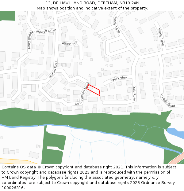 13, DE HAVILLAND ROAD, DEREHAM, NR19 2XN: Location map and indicative extent of plot
