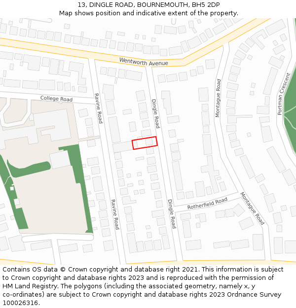 13, DINGLE ROAD, BOURNEMOUTH, BH5 2DP: Location map and indicative extent of plot