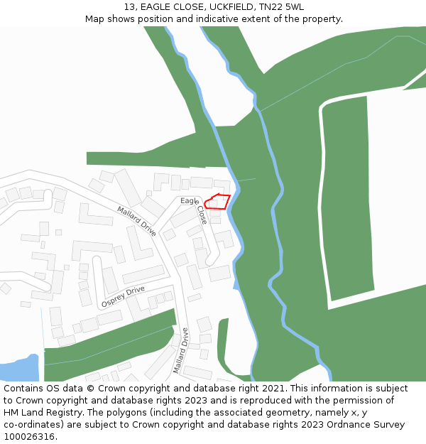 13, EAGLE CLOSE, UCKFIELD, TN22 5WL: Location map and indicative extent of plot