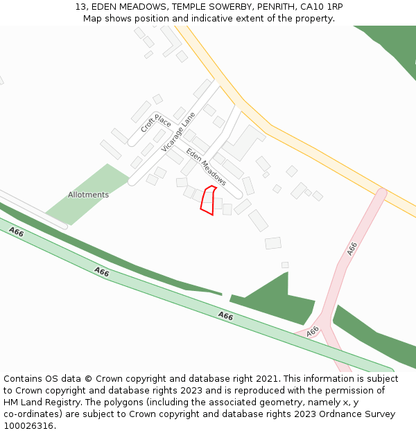 13, EDEN MEADOWS, TEMPLE SOWERBY, PENRITH, CA10 1RP: Location map and indicative extent of plot