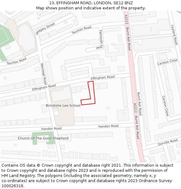 13, EFFINGHAM ROAD, LONDON, SE12 8NZ: Location map and indicative extent of plot
