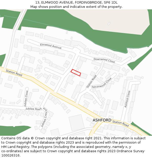 13, ELMWOOD AVENUE, FORDINGBRIDGE, SP6 1DL: Location map and indicative extent of plot