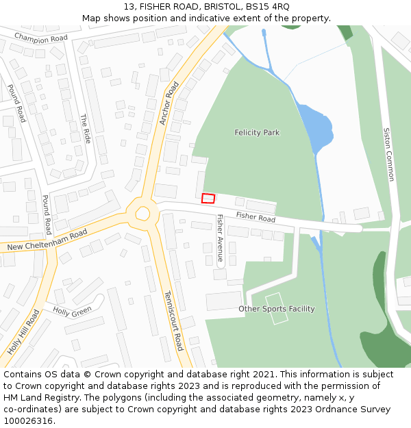 13, FISHER ROAD, BRISTOL, BS15 4RQ: Location map and indicative extent of plot