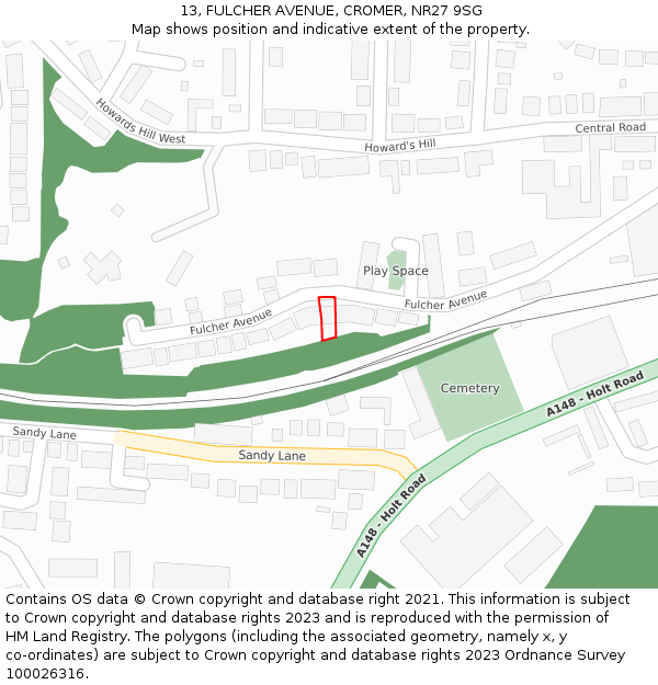 13, FULCHER AVENUE, CROMER, NR27 9SG: Location map and indicative extent of plot