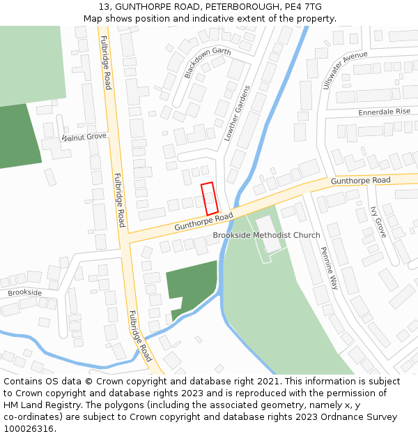 13, GUNTHORPE ROAD, PETERBOROUGH, PE4 7TG: Location map and indicative extent of plot