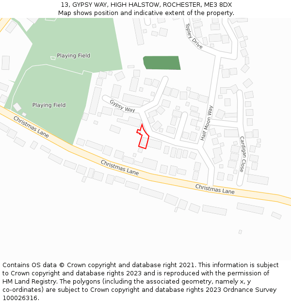 13, GYPSY WAY, HIGH HALSTOW, ROCHESTER, ME3 8DX: Location map and indicative extent of plot