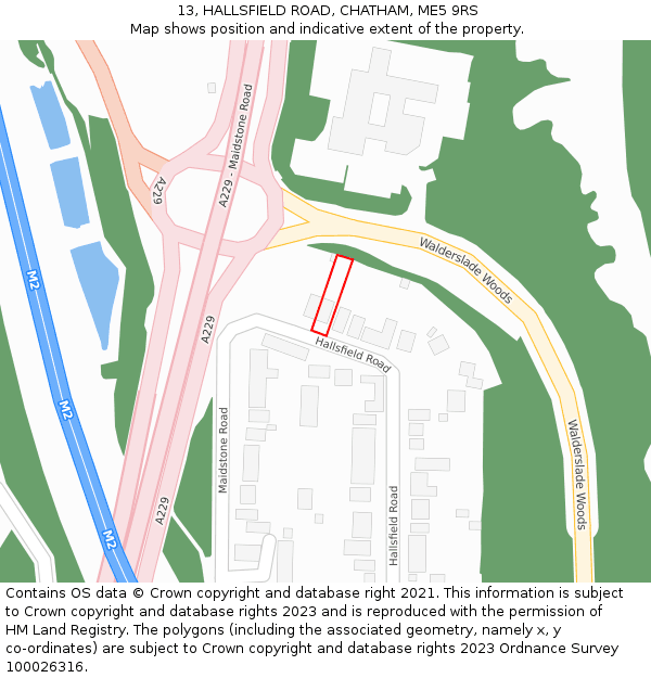 13, HALLSFIELD ROAD, CHATHAM, ME5 9RS: Location map and indicative extent of plot