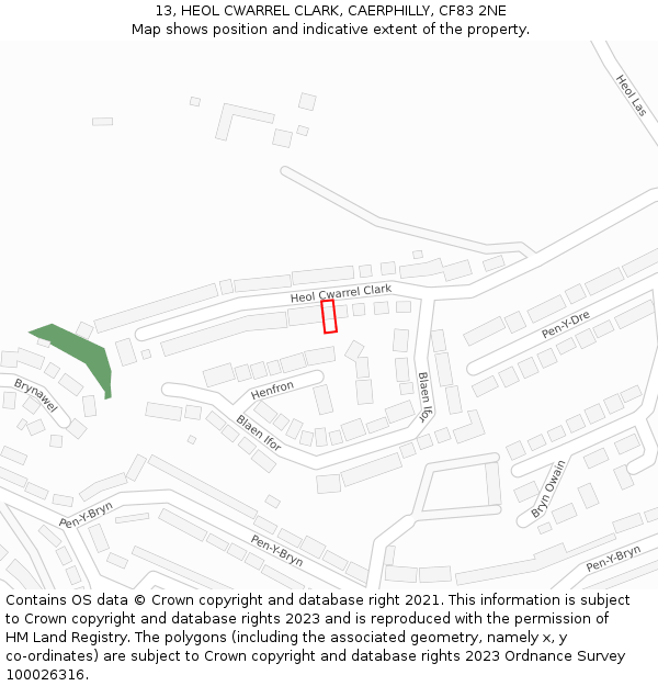 13, HEOL CWARREL CLARK, CAERPHILLY, CF83 2NE: Location map and indicative extent of plot
