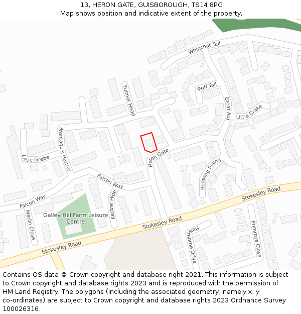 13, HERON GATE, GUISBOROUGH, TS14 8PG: Location map and indicative extent of plot