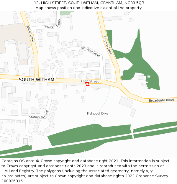 13, HIGH STREET, SOUTH WITHAM, GRANTHAM, NG33 5QB: Location map and indicative extent of plot