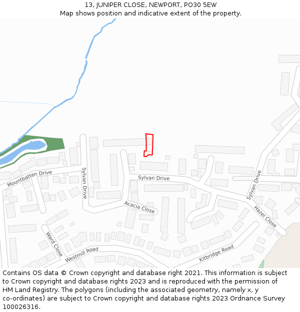 13, JUNIPER CLOSE, NEWPORT, PO30 5EW: Location map and indicative extent of plot