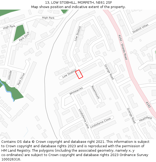 13, LOW STOBHILL, MORPETH, NE61 2SF: Location map and indicative extent of plot