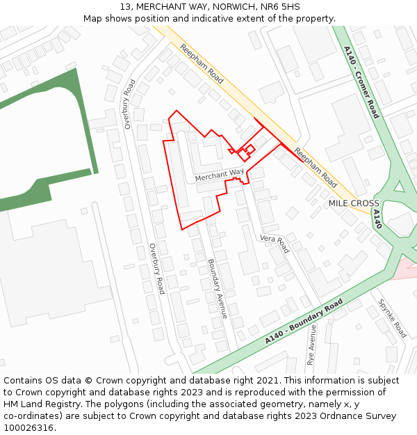 13, MERCHANT WAY, NORWICH, NR6 5HS: Location map and indicative extent of plot