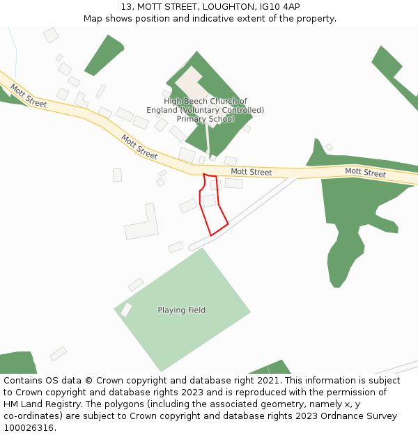 13, MOTT STREET, LOUGHTON, IG10 4AP: Location map and indicative extent of plot