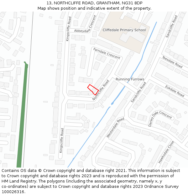 13, NORTHCLIFFE ROAD, GRANTHAM, NG31 8DP: Location map and indicative extent of plot