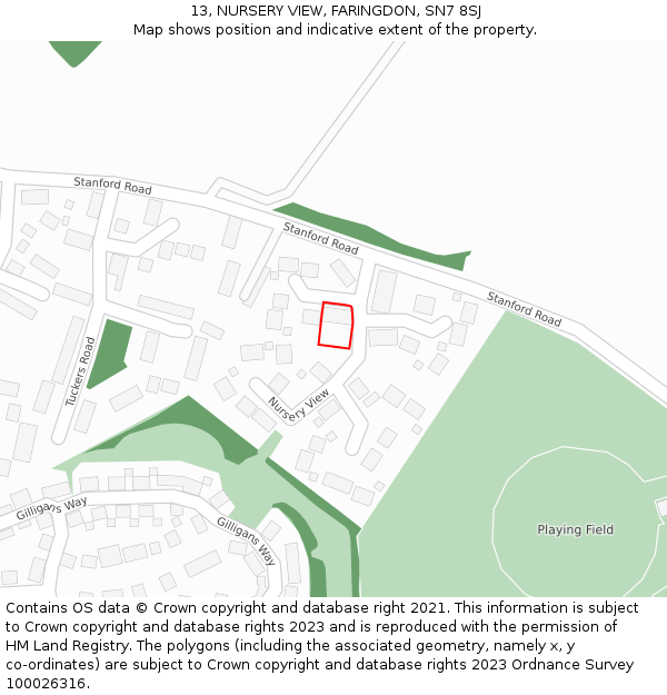 13, NURSERY VIEW, FARINGDON, SN7 8SJ: Location map and indicative extent of plot