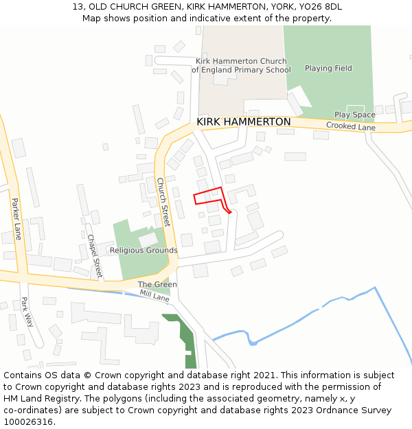 13, OLD CHURCH GREEN, KIRK HAMMERTON, YORK, YO26 8DL: Location map and indicative extent of plot