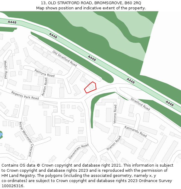 13, OLD STRATFORD ROAD, BROMSGROVE, B60 2RQ: Location map and indicative extent of plot