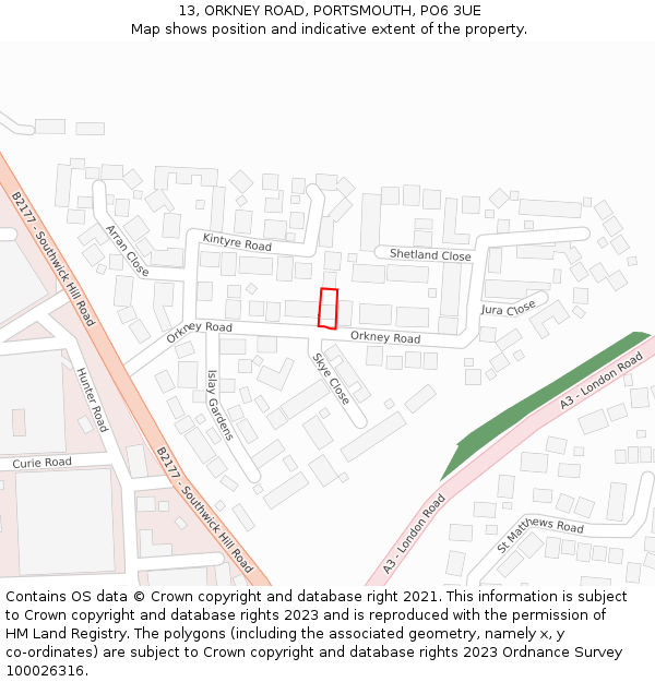 13, ORKNEY ROAD, PORTSMOUTH, PO6 3UE: Location map and indicative extent of plot