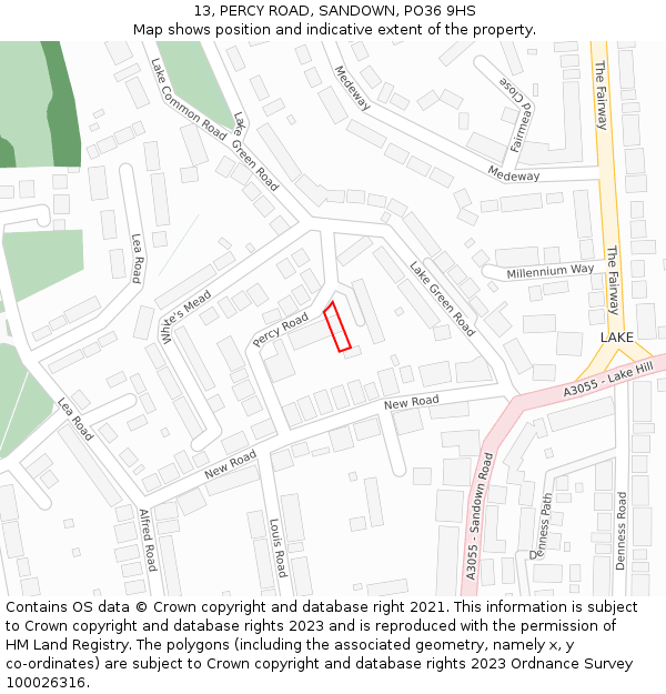 13, PERCY ROAD, SANDOWN, PO36 9HS: Location map and indicative extent of plot