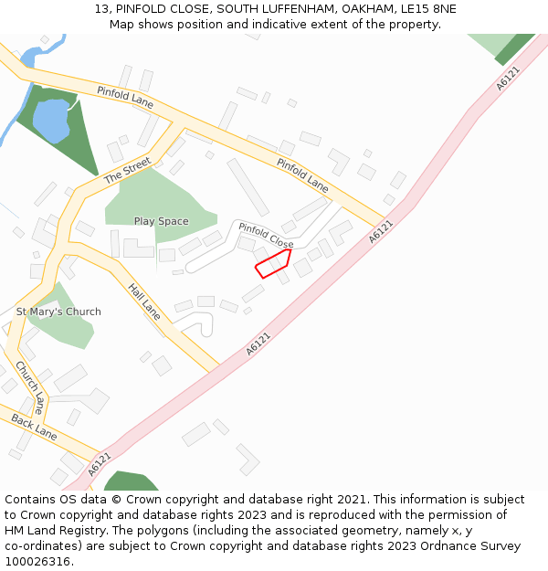 13, PINFOLD CLOSE, SOUTH LUFFENHAM, OAKHAM, LE15 8NE: Location map and indicative extent of plot