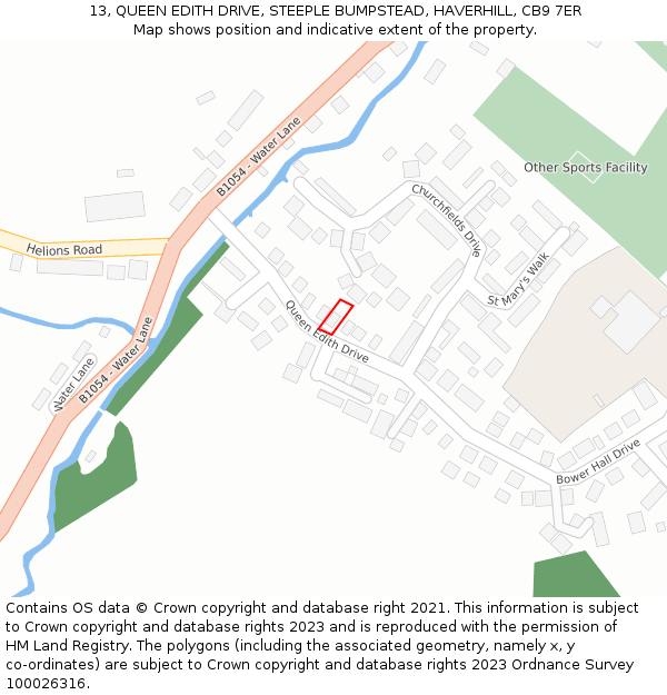 13, QUEEN EDITH DRIVE, STEEPLE BUMPSTEAD, HAVERHILL, CB9 7ER: Location map and indicative extent of plot