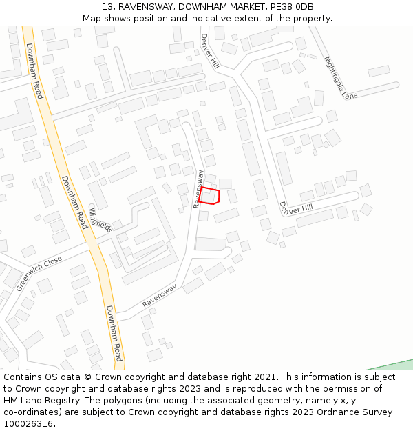 13, RAVENSWAY, DOWNHAM MARKET, PE38 0DB: Location map and indicative extent of plot