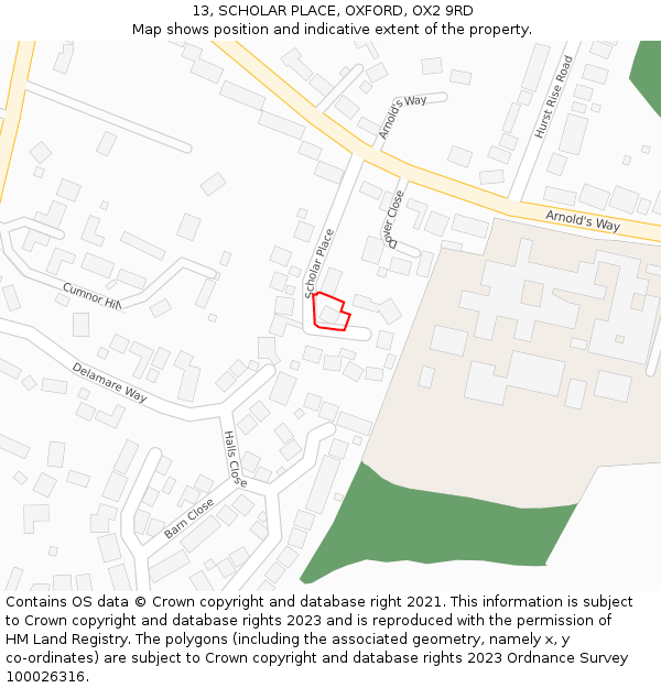 13, SCHOLAR PLACE, OXFORD, OX2 9RD: Location map and indicative extent of plot