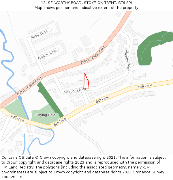 13, SELWORTHY ROAD, STOKE-ON-TRENT, ST6 8PL: Location map and indicative extent of plot