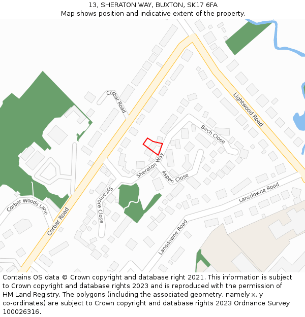 13, SHERATON WAY, BUXTON, SK17 6FA: Location map and indicative extent of plot