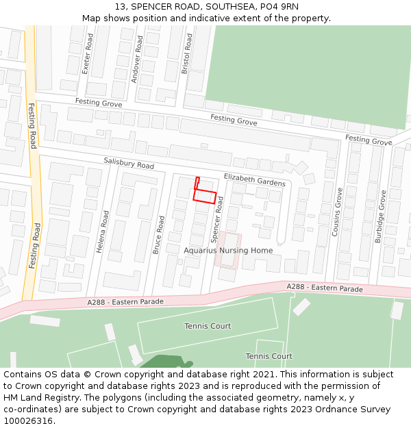 13, SPENCER ROAD, SOUTHSEA, PO4 9RN: Location map and indicative extent of plot