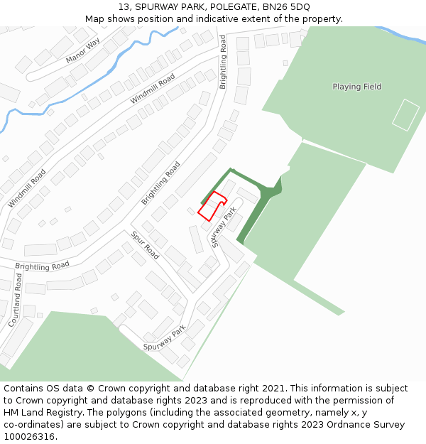 13, SPURWAY PARK, POLEGATE, BN26 5DQ: Location map and indicative extent of plot