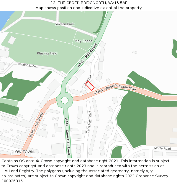 13, THE CROFT, BRIDGNORTH, WV15 5AE: Location map and indicative extent of plot