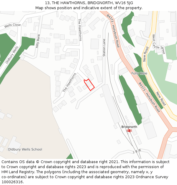 13, THE HAWTHORNS, BRIDGNORTH, WV16 5JG: Location map and indicative extent of plot